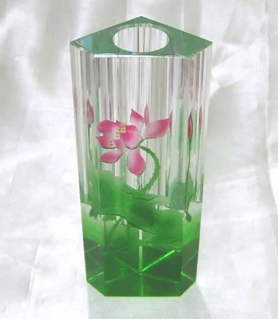 Hot Sale K9 Crystal High Quality Glass Flower Vase Painting