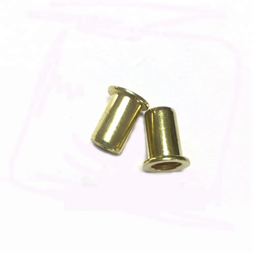 Copper M6 Thread Insert Nut Flat Head Round Smooth Shank Brass Rivet