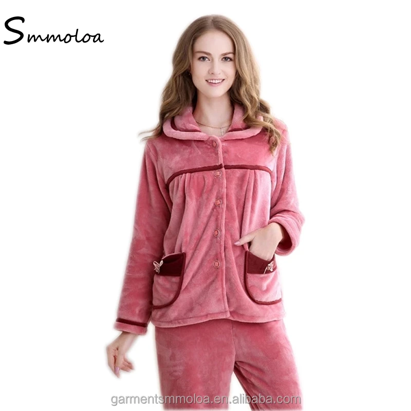 

Wholesale Winter Long Sleeve Super Soft Women Flannel Pajamas, Red