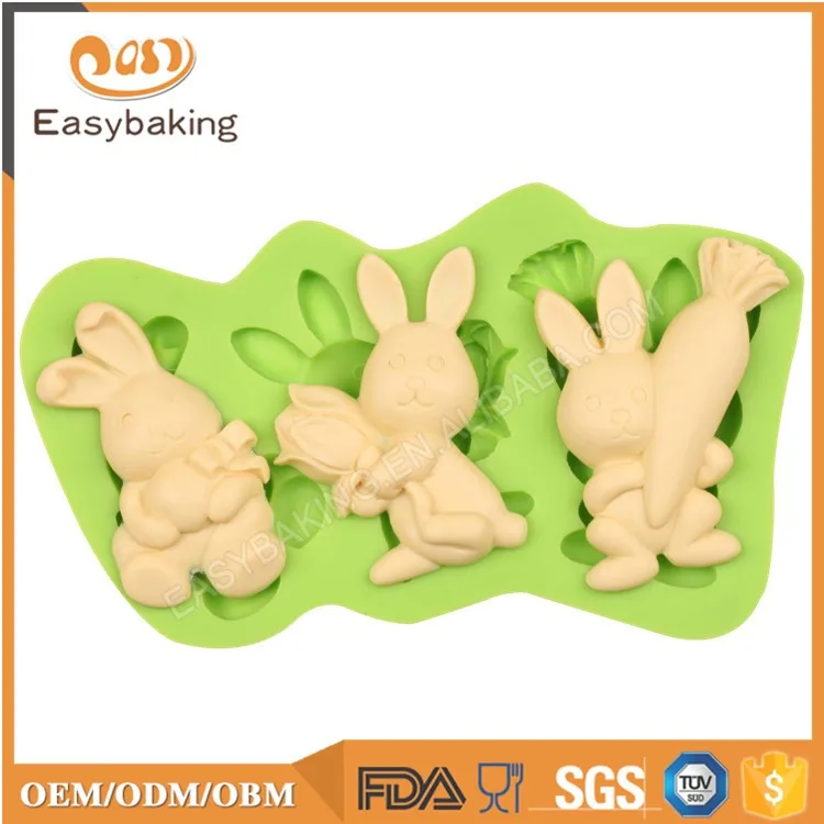 ES-2206 3D Easter rabbit silicone cake decoration mold