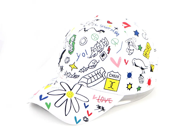 最佳销售中性涂鸦棉棒球帽嘻哈太阳遮阳帽可调 snapback 帽