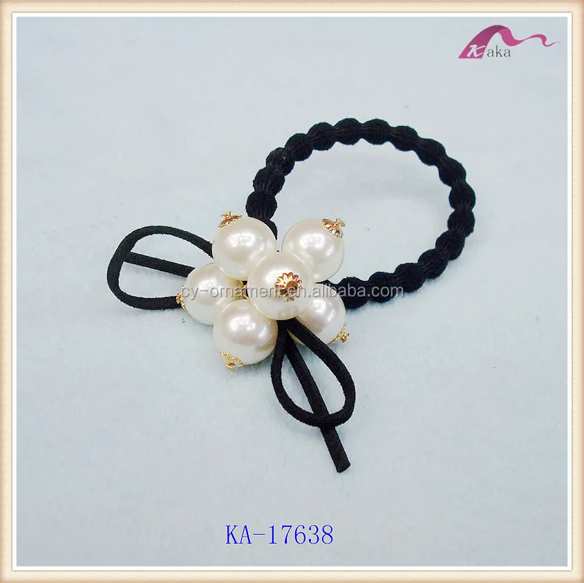 Different Types Pearl Decorative Elegant Hair Tie Elastic Rubber