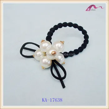 Different Types Pearl Decorative Elegant Hair Tie Elastic Rubber