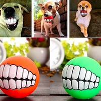 

Bulk Wholesale Hot Pet Dog Ball Teeth Funny Silicon Toy Chew Squeaker Squeaky Sound Dogs Play Toy U