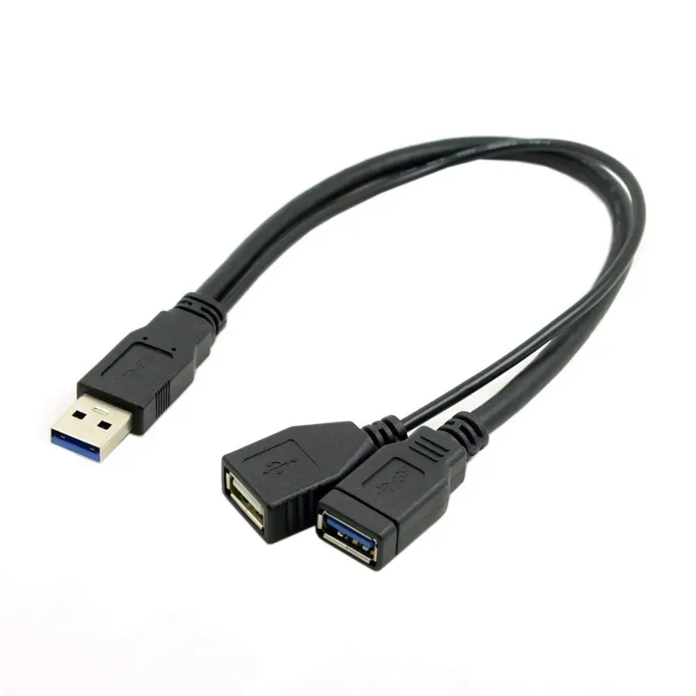 
USB 3.0 Male to Dual USB Female Extra Power Data Y Extension Cable for 2.5