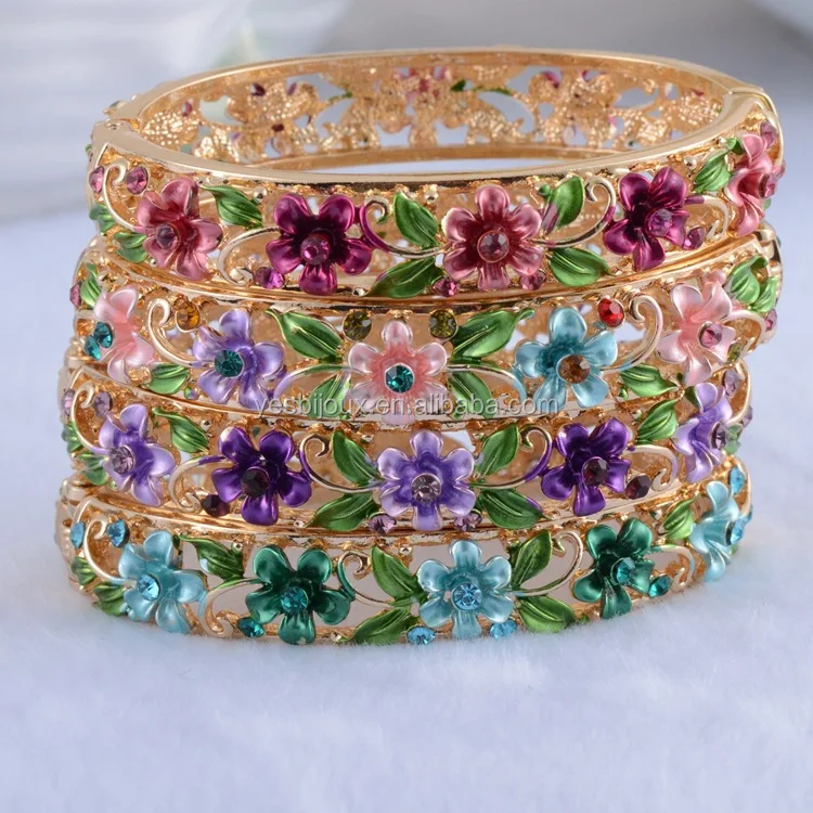 

high quality gold enamel bangle crystal enamel jewelry bangle