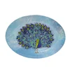 New design custom peacock print plastic only unbreakable melamine oval plat serving platter for hotel restaurant accessories
