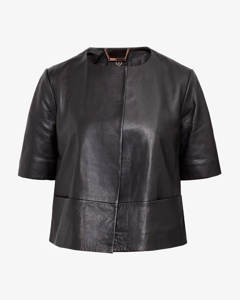 women's short sleeve leather jacket