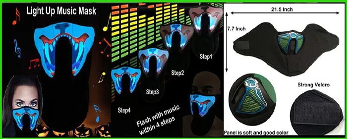 Hot selling LED Rave Mask for DJ, Edc, Ultra, Music Festival, Concerts, Club, EDM, Cyber, Costume, Cosplay, GoGo,