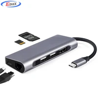 

2019 multiport converter USB Type C HUB to HDMI 4K RJ45 100Mbps Thunderbolt 3 Adapter For Notebook For Mobile Phone