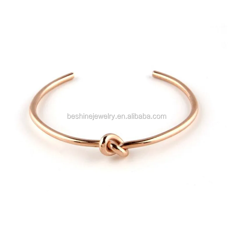 

INS Popular Simple Wire Knot Rose Gold Plated Cheap Bangle Bracelets, Cheap Wholesale Bangles, Steel/rose gold/gold/black;any colors can be choiced
