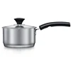 Non stick milk pan 304 stainless steel saucepan with glass lid 1/2/3quart cooking noodles/baby food small milk soup pot