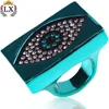 RLX-00147 new design ring for party festival statement pattern double lip/gun/evil eye square ring jewelry