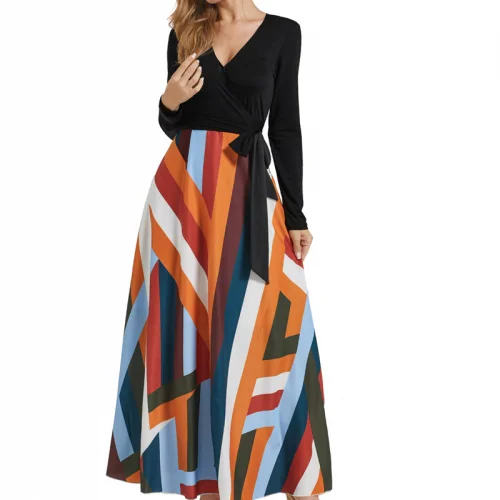 

Polyester High Waist One-piece Dress irregular women long dress 244246