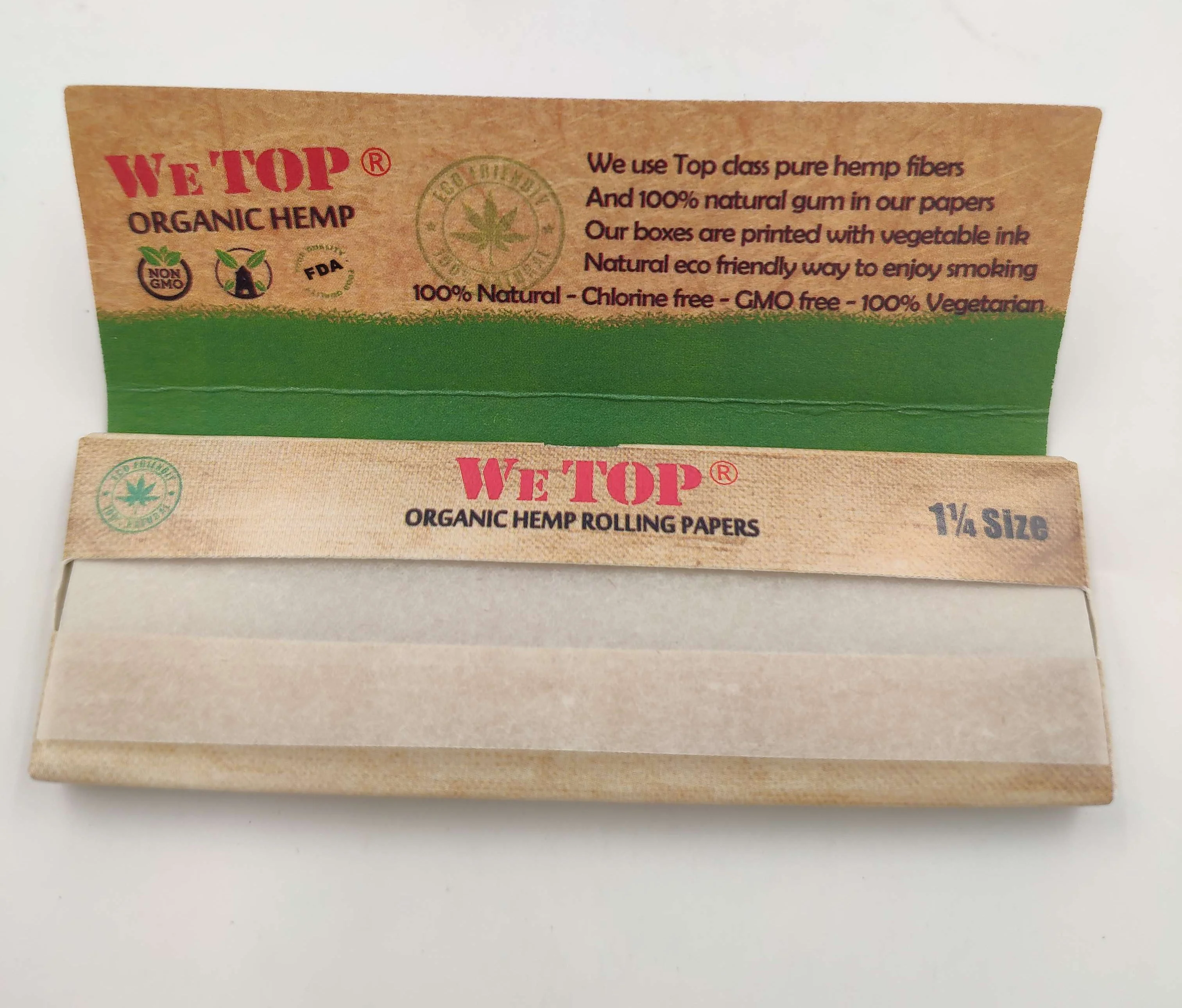 
WE TOP hemp rolling paper 1 1/4 size 50 leaves per booklet , OEM available 