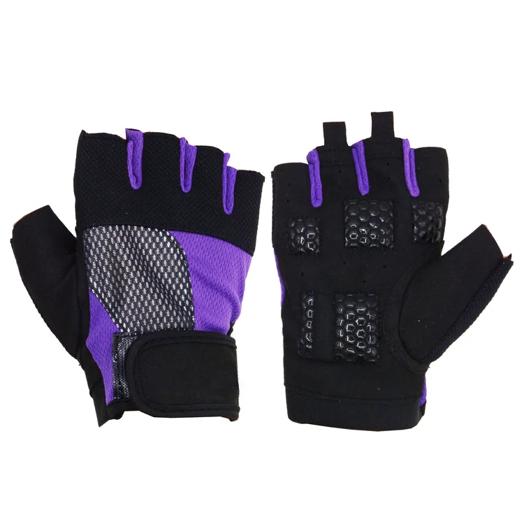 

PRI Climbing Boats Fingerless sports Weight Lifting Workout Exercise Gym Gloves, Black , purple, pink, grey