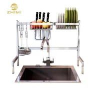 

High Quality Metal 304 Stainless Steel Home Kitchen Two Tiers Dish Rack Drainer Over Sink Rack