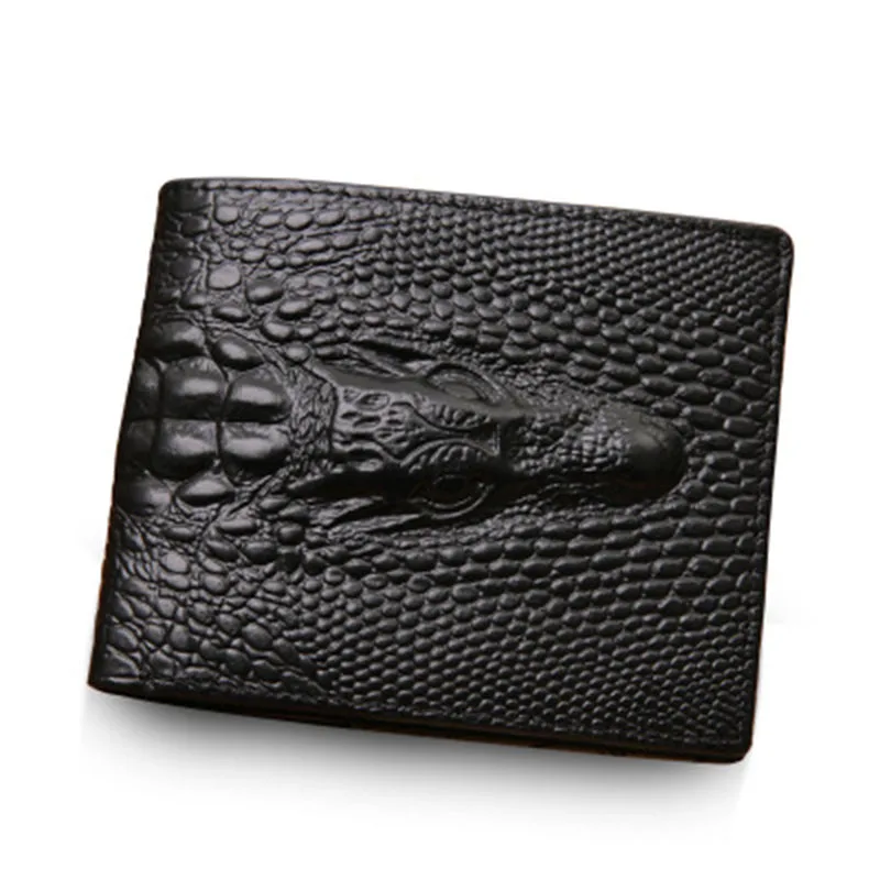 

Cowhide Genuine Leather Minimalist men Wallet with animal pattern, Coffee,black