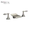 Hot Products Water Saving Deck Mounted Thermostatic Dual Handle 3 Hole Basin Faucet