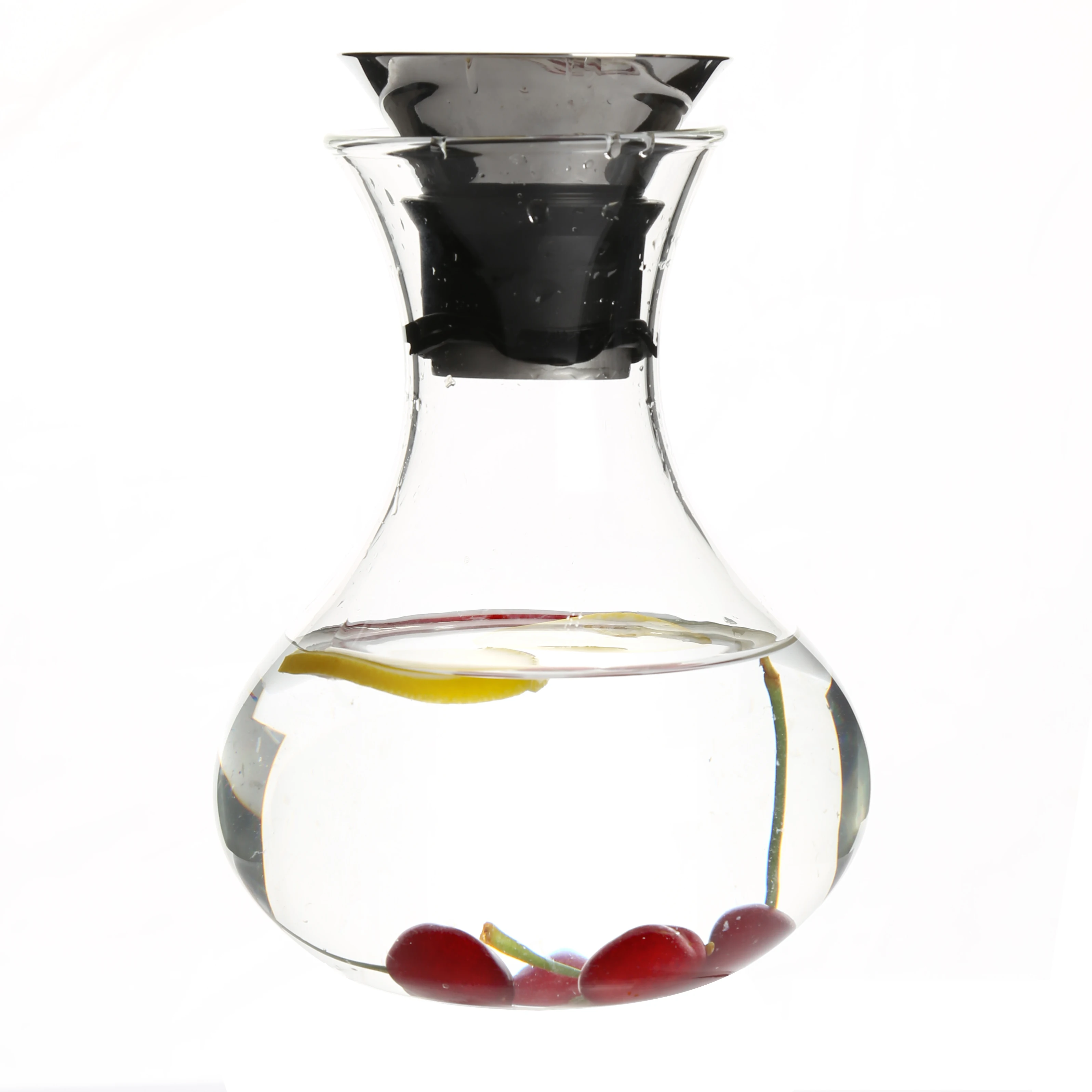 
1500ml Glass Water Carafe Pitcher and Wine Decanter with Stainless Steel Drip Free Pouring Lid 