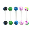 316L Barbell UV Glitter Bioplast Tongue Rings Body Piercing