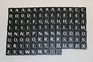 China New Plastic Scrabble Tiles Letters Black Plastic & White Letter - 100 Set Of Game Pieces Art & Craft Vintage