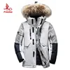 OEM custom fur hood fashion puffer jacket men winter long down jacket