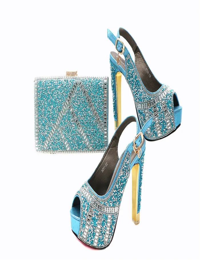 

Most Popular Italians Shoes And Bag Set Fashionable Wedding Rhinestone High Heels Woman Pumps And Bag Set