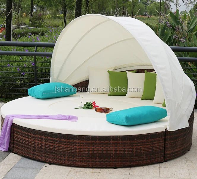 Outdoor Day Bed With Canopy Sectional Daybed Lounge Patio Deck Set Furniture