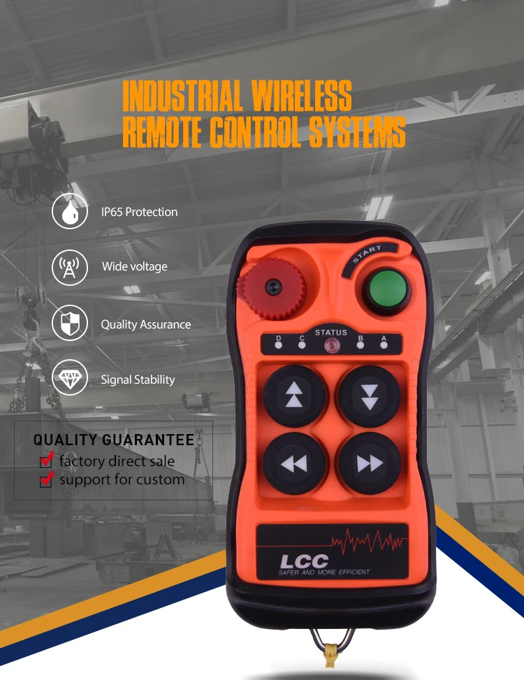 Transmitter+Receiver Hoist Crane Industrial Wireless Remote Control 4 Button 