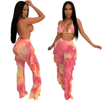 

2019 Bikini Top And Pants Two Piece Tie Dye Women Clothing Set