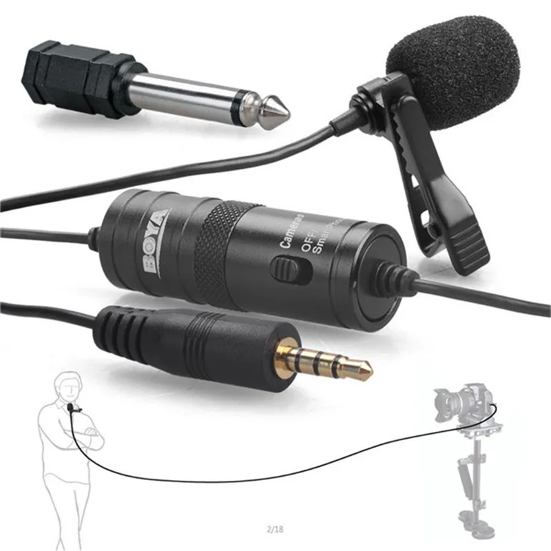 

BY-M1 stereo mini Lavalier camera microphone for DV Camera Camcorder, Black