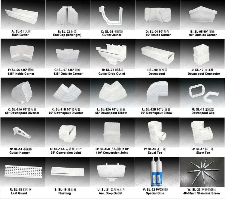 Pvc Square Gutter  Downpipe Fittings  Round Rain  Gutters  