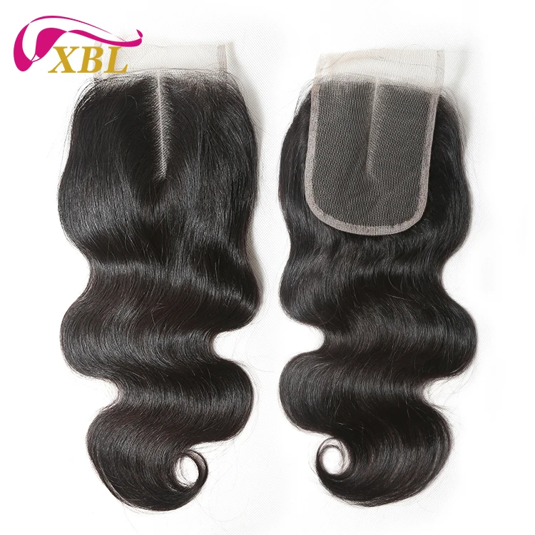 

XBL Free Shipping Body Wave 4x4 Swiss Lace Closure Free/ Middle/ Three Part Human Hair Lace Closure 1 Piece 10-20 inch