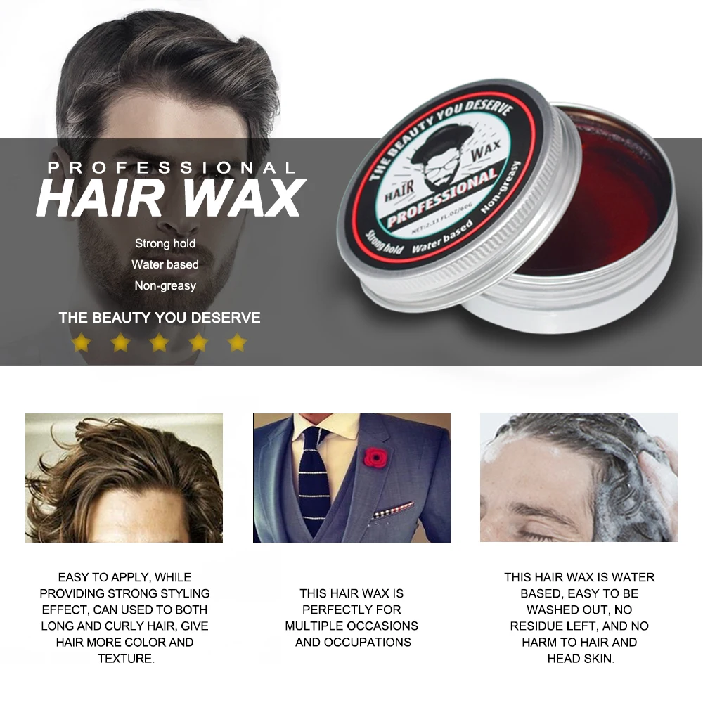 
Hair Wax for Men Strong Styling Effect Hair clay Fresh Natural Hair Pomade for Classic Retro Old School Style 