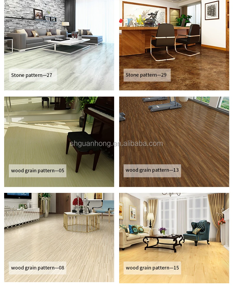 Customized Waterproof Fireproof Strong Glue Down Rigid Core Self