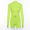 Sexy Bodysuit Women Half Open Collar Long Sleeve Jumpsuit Shorts Sporting Outfit Tracksuits Ladies Solid Playsuit
