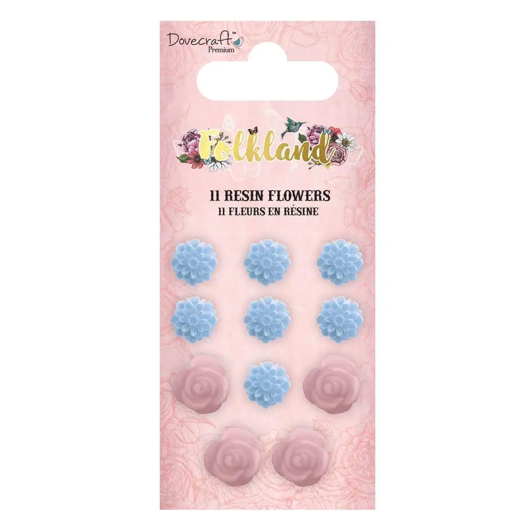 Dovecraft Premium Folkland Paper Craft Collection - Resin Flowers (11pcs)