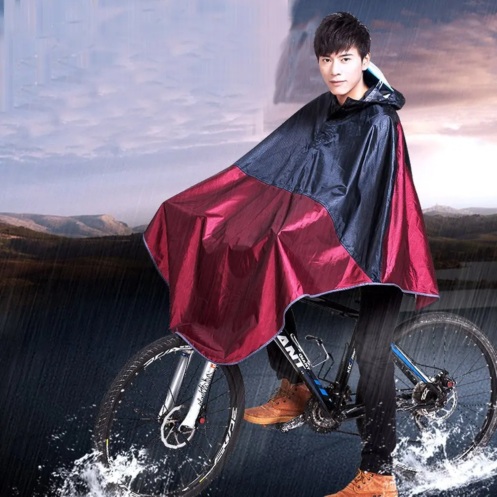 Cycling Bicycle Bike Raincoat Rain Cape Hooded Windproof Rain Coat Scooter Cover