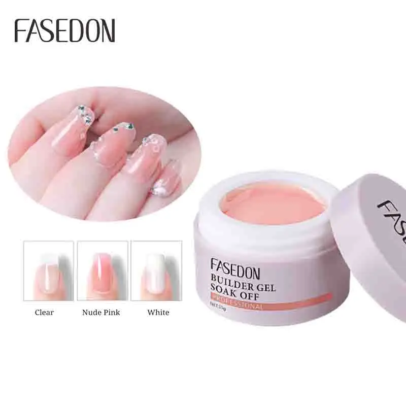 

Fasedon builder gel nail UV polish nude pink non toxic UV gel high glossy, 26 colors