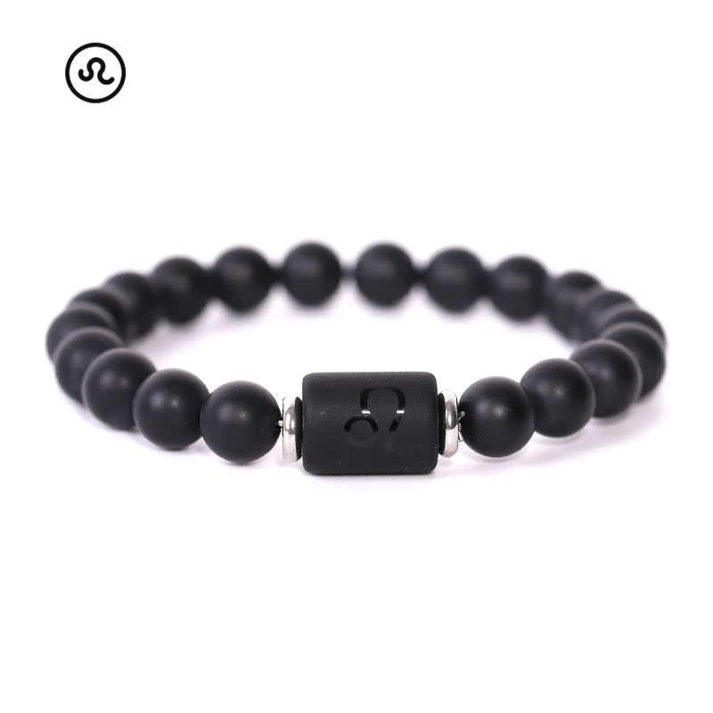 

8MM Natural Stone Beads Bracelet 12 Zodiac Black Obsidian Bracelet