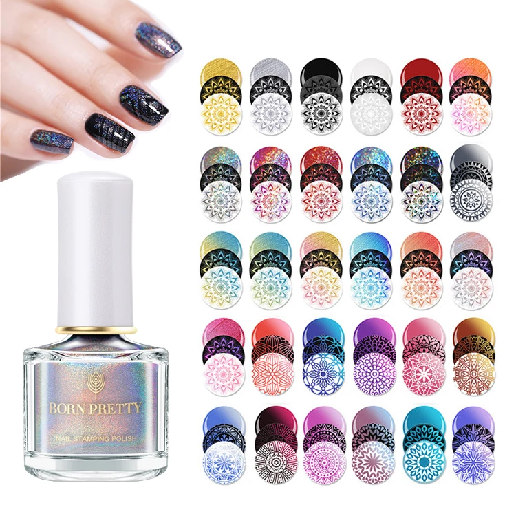 

BORN PRETTY 79 Colors 10ml Nail Stamping Plate Nail Art Stamping Polish Series, 79colors