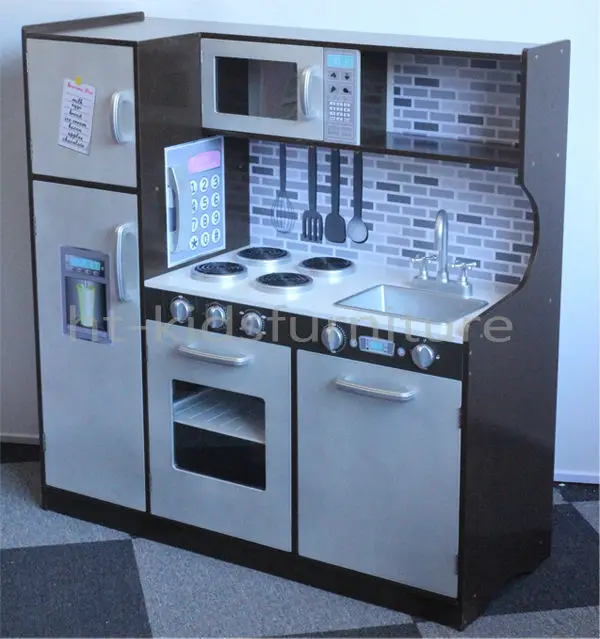 Espresso houten speelgoed keuken set voor jongens, gemakkelijk ...