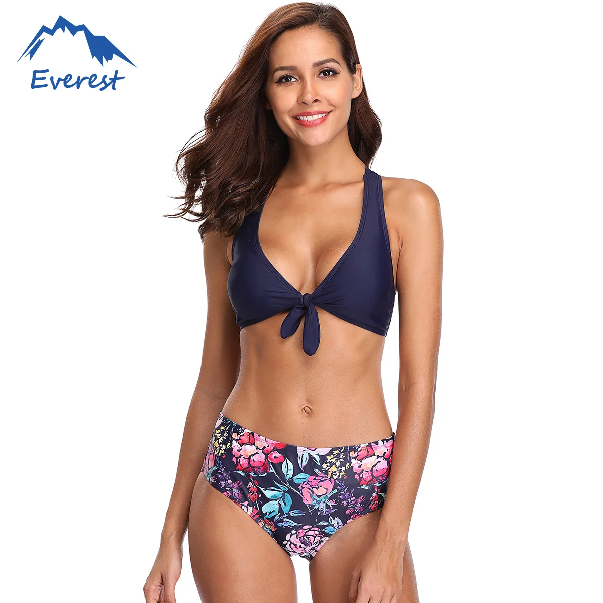 Ready To Ship Beach Wear Women Black Two Piece Swimsuits Print Halter