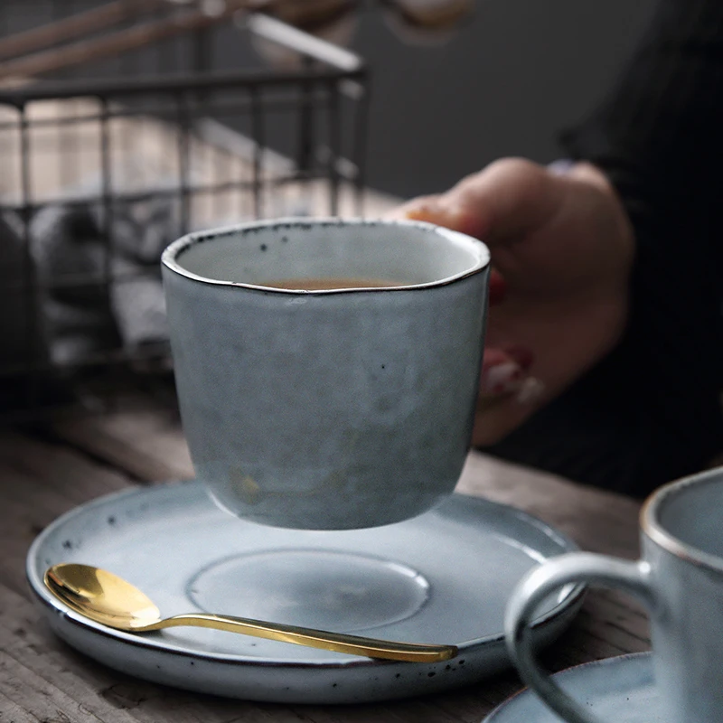

Good quality exquisite wholesale bulk durable tea / coffee cup and saucer with new design, Gray