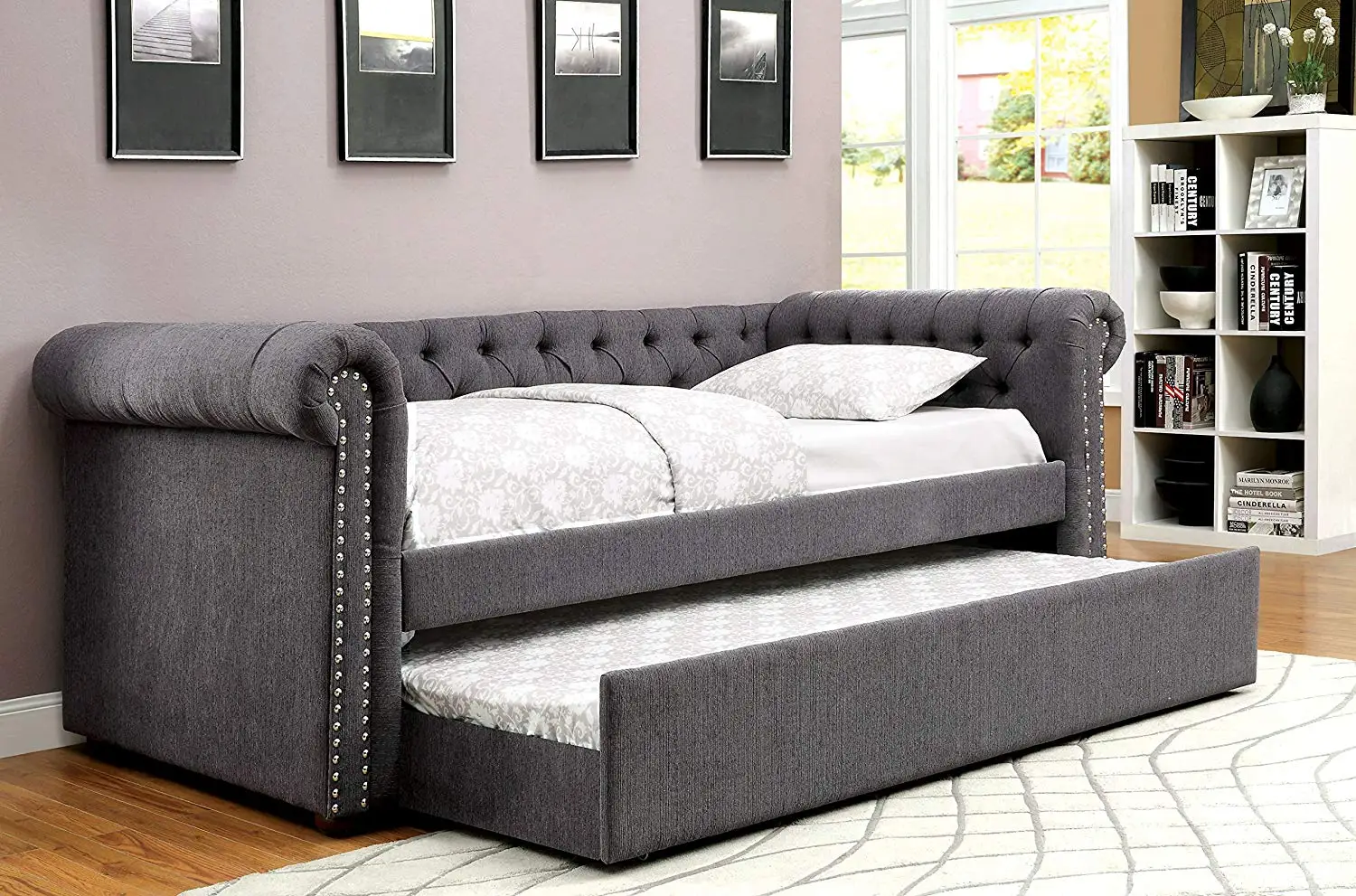 HOMES: Inside + Out IDF-1027GY-Q Hunten Daybed, Queen, Gray