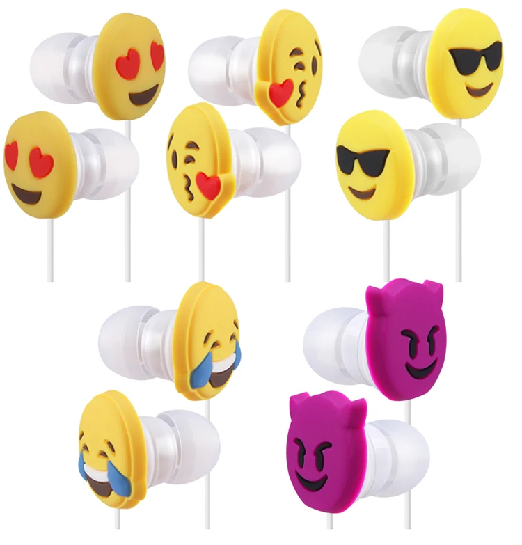 New design Cartoon Emoji 3.5mm Headset Headphones Earphone 