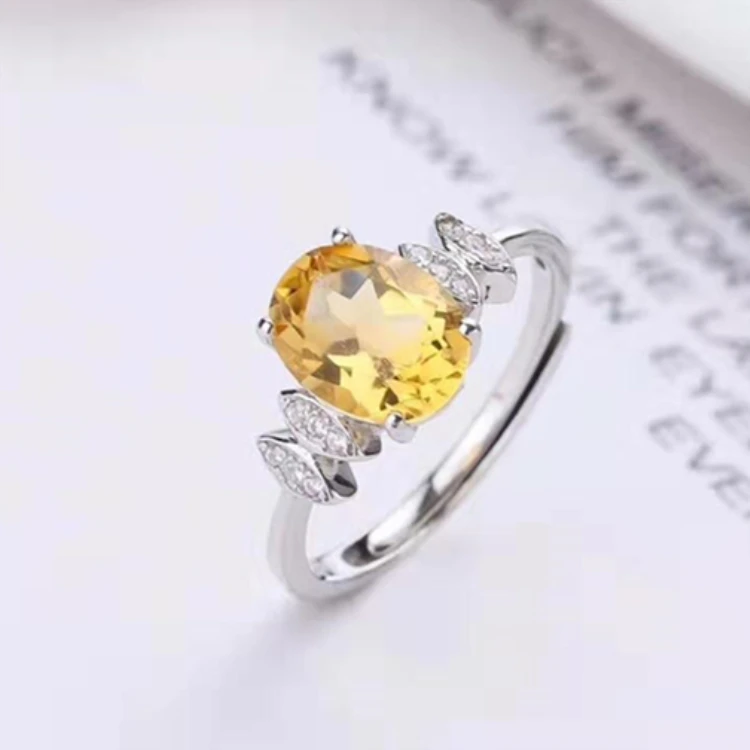 

Factory Wholesale Crystal Ring 925 Silver Gold Plated Jewelry Natural Citrine Amethyst Women Ring, Yellow purple