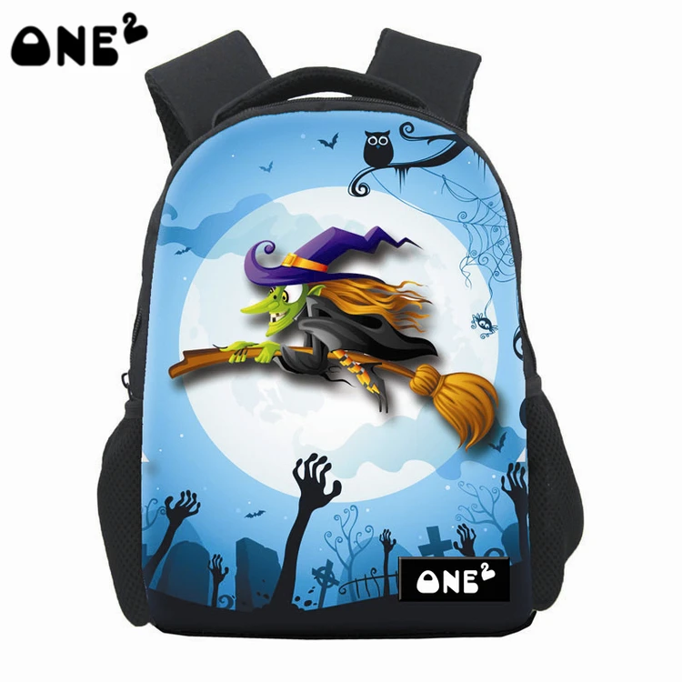 

ONE2 Design light blue witch school Halloween bag backpack for students girls boys, Customized