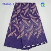 elegant purple swiss lace fabric unique design swiss voile lace 100% cotton material